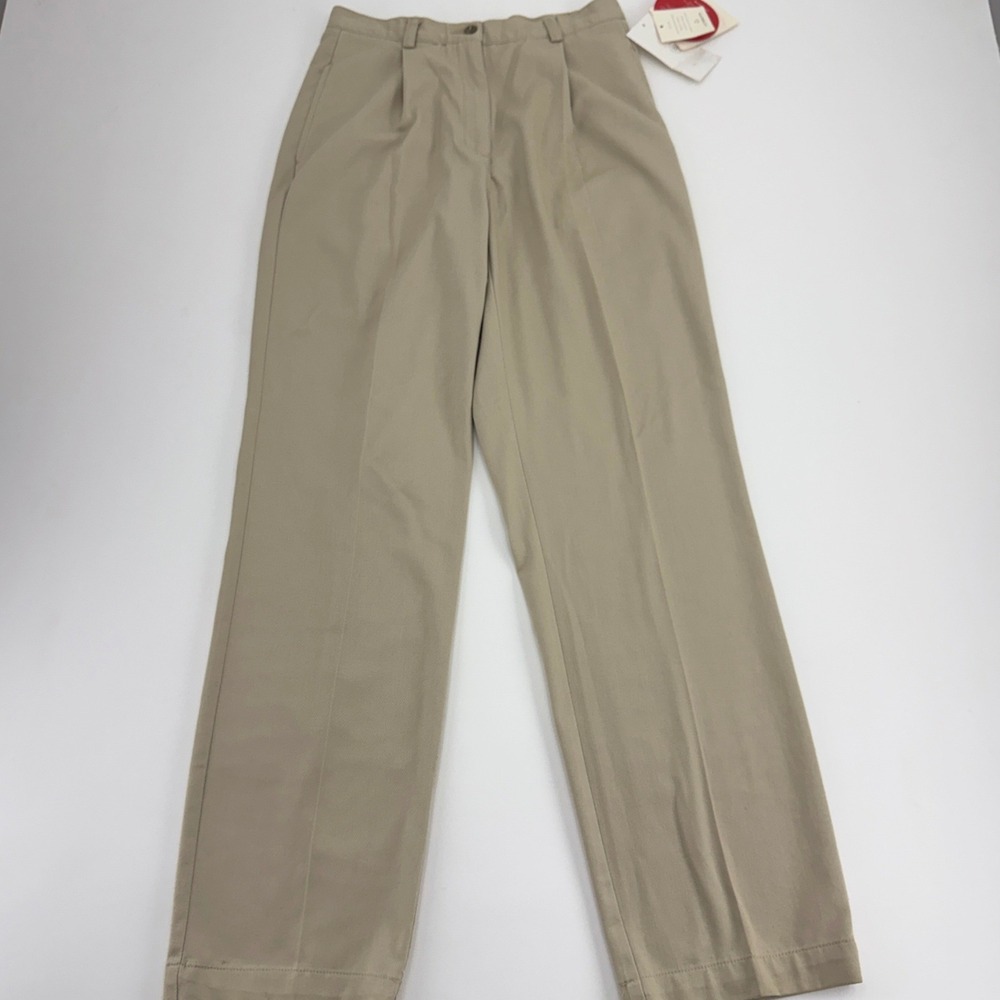 Liz Claiborne Lizsport Kylie Pleated Khaki Pants Tan Wrinkle Free 8R LSMU5519-B